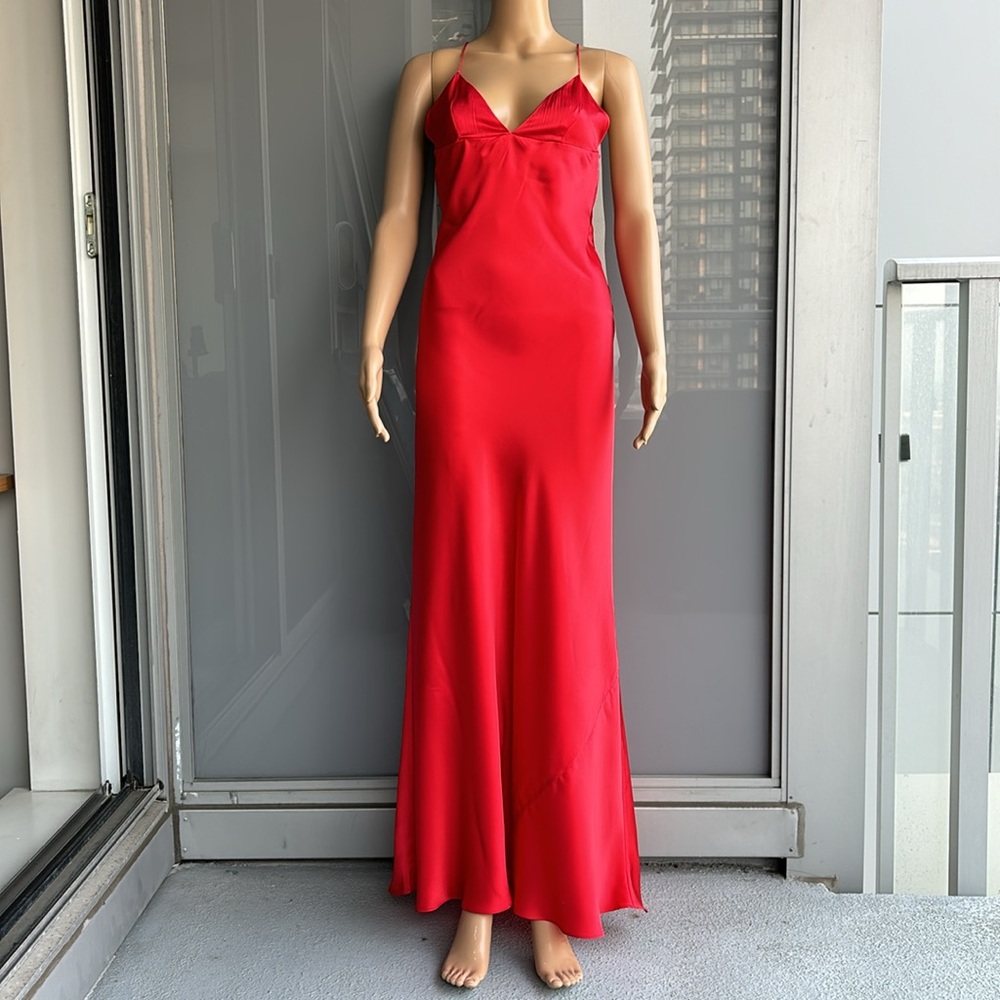 Zara 100% Silk Red Maxi Dress - Picture 2 of 13